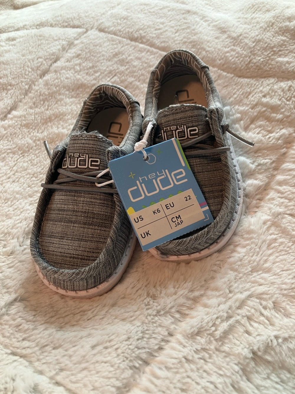 Hey Dude Kids Gray Knit Slip-On Shoes with Elastic Laces